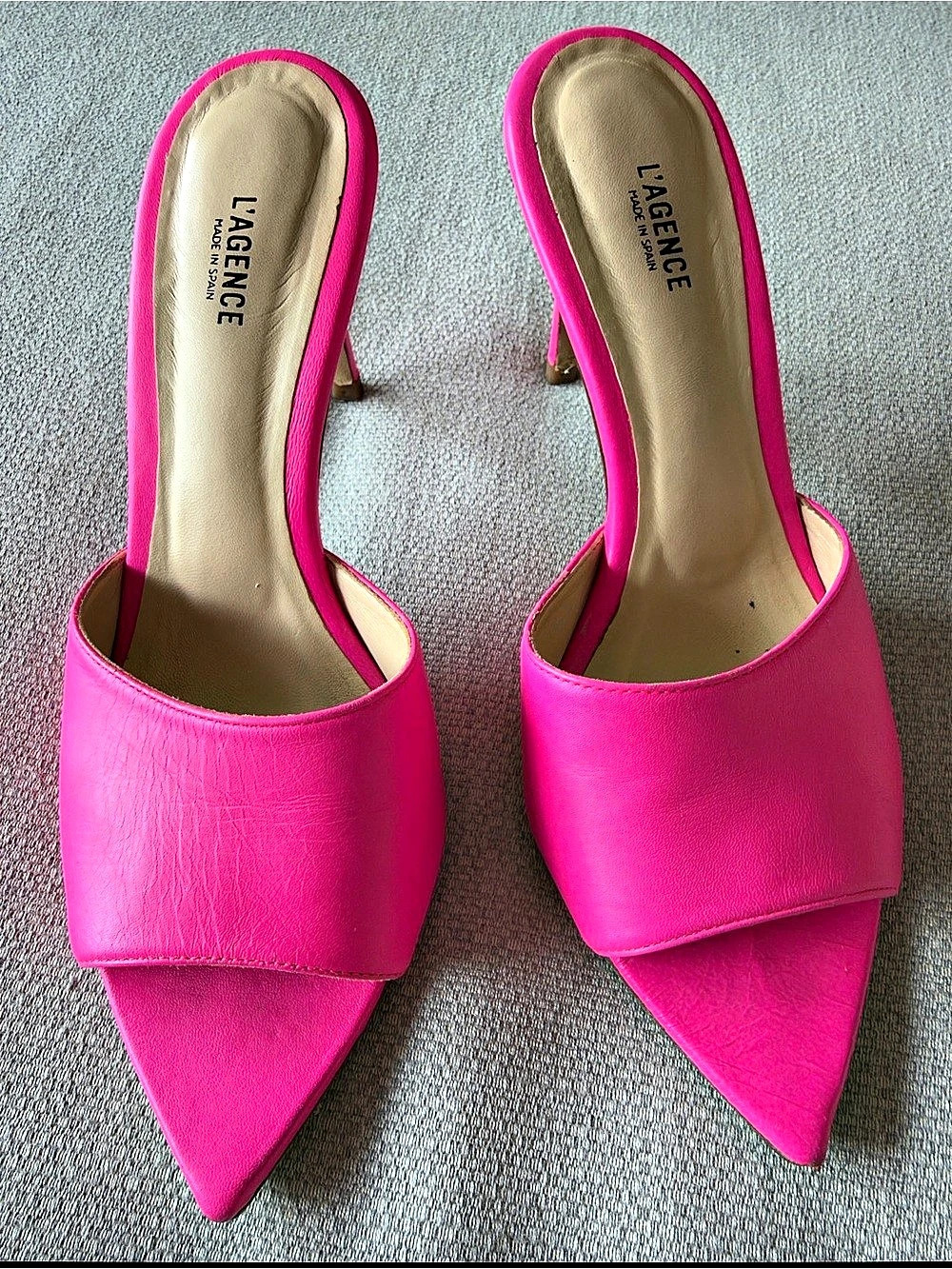 L'Agence Lolita Leather Open-Toe Mule in Pink